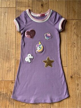 Paper Doll Icon Patch Ribbed Short Sleeve Mini Dress size 7/8